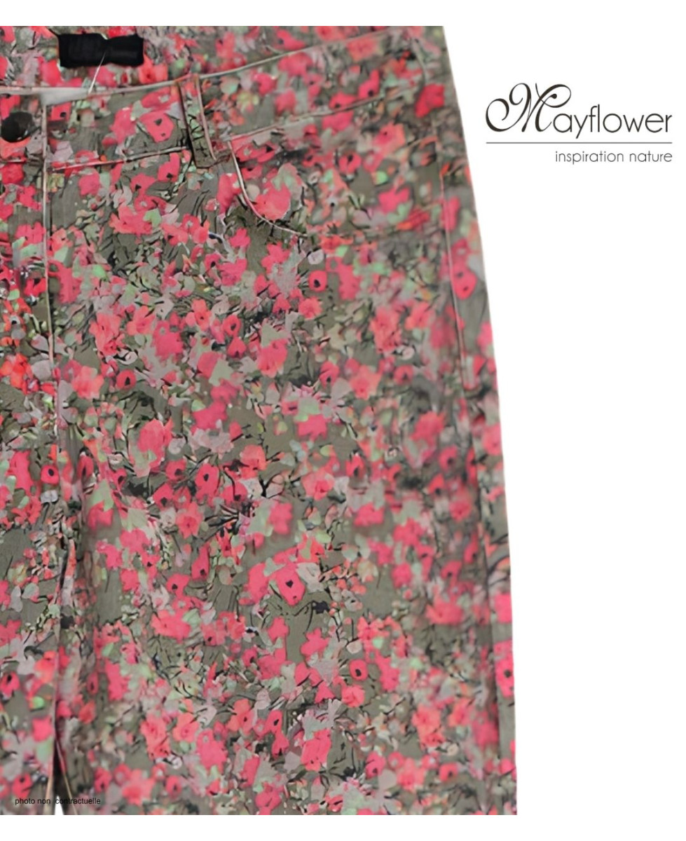 MAYFLOWER BELINDA2O - Pantalon Stretch Imprimé Fleuri Orange