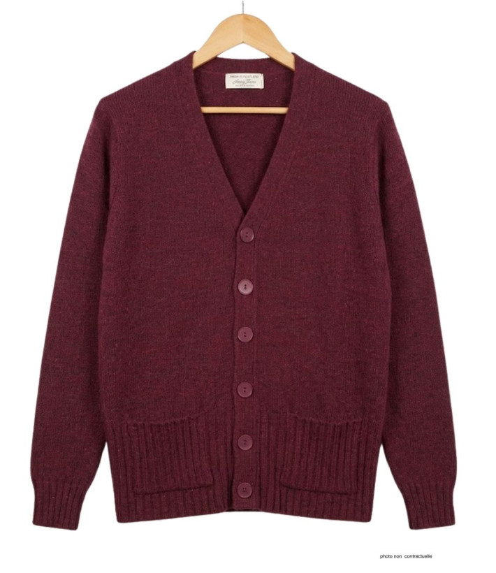 MAYFLOWER DERBY1B - Gilet Boutonné Bordeaux Laine et Douceur