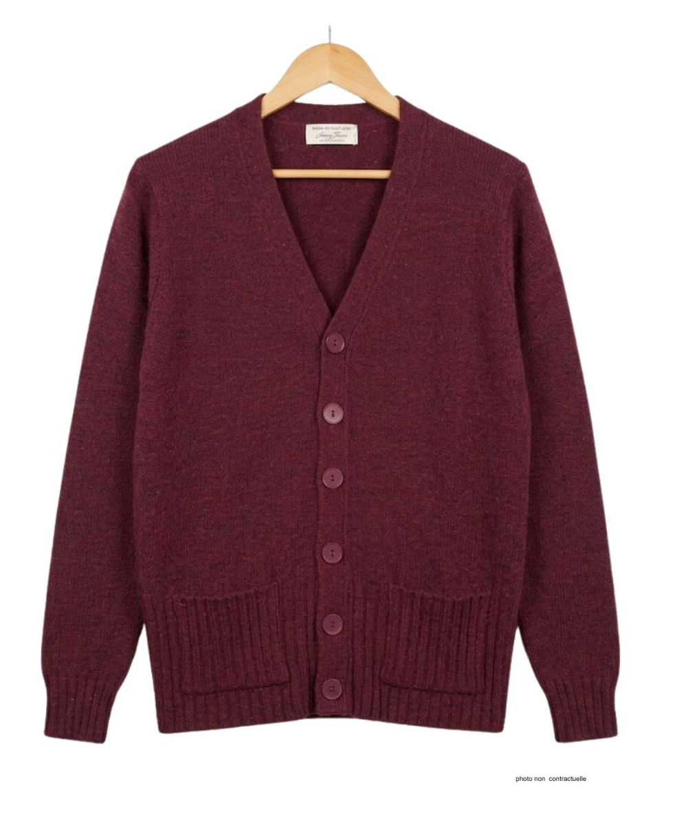MAYFLOWER DERBY1B - Gilet Boutonné Bordeaux Laine et Douceur