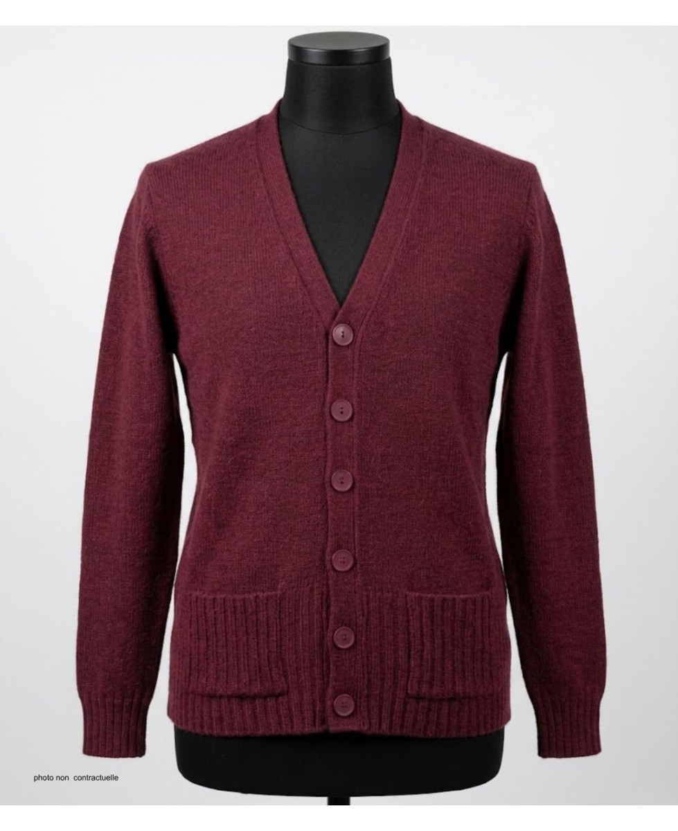 MAYFLOWER DERBY1B - Gilet Boutonné Bordeaux Laine et Douceur