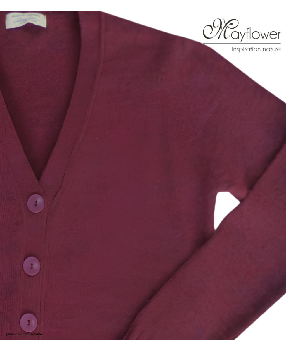 MAYFLOWER DERBY1B - Gilet Boutonné Bordeaux Laine et Douceur