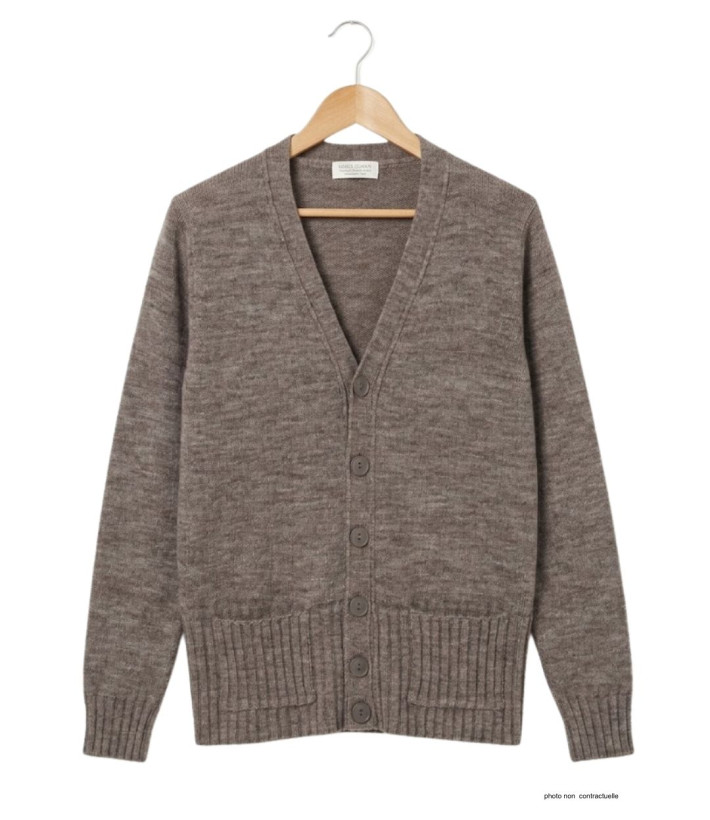 MAYFLOWER DERBY2T - Gilet Boutonné Taupe Laine et Douceur