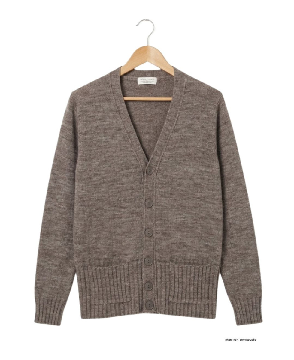 MAYFLOWER DERBY2T - Gilet Boutonné Taupe Laine et Douceur