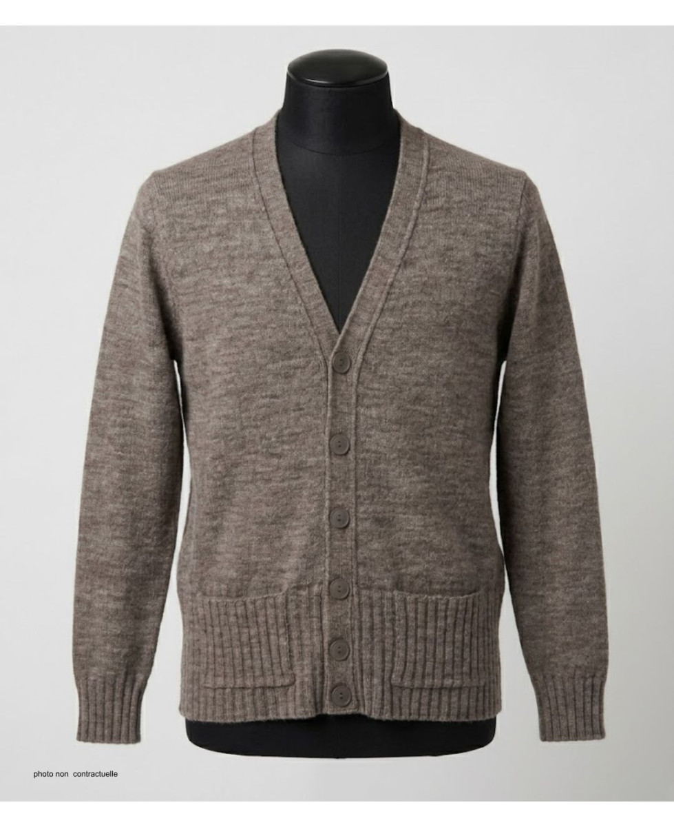 MAYFLOWER DERBY2T - Gilet Boutonné Taupe Laine et Douceur