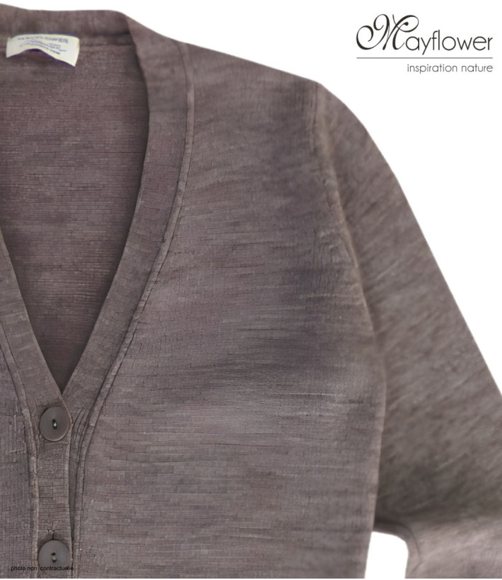 MAYFLOWER DERBY2T - Gilet Boutonné Taupe Laine et Douceur