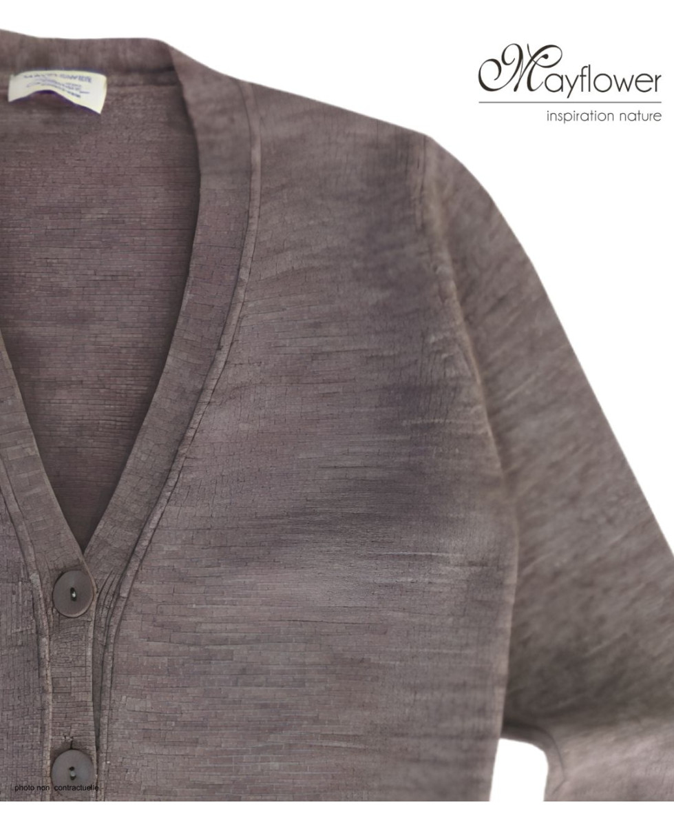 MAYFLOWER DERBY2T - Gilet Boutonné Taupe Laine et Douceur