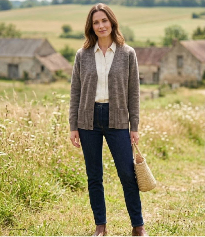 MAYFLOWER DERBY2T - Gilet Boutonné Taupe Laine et Douceur