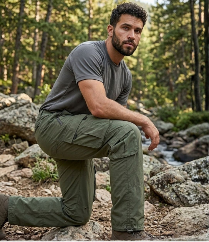 MAYFLOWER E0166K - Pantalon Cargo Doublé Homme Kaki Chaud