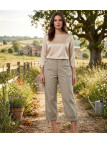 MAYFLOWER ECLAT1B - Pantacourt Femme 100% Coton Beige
