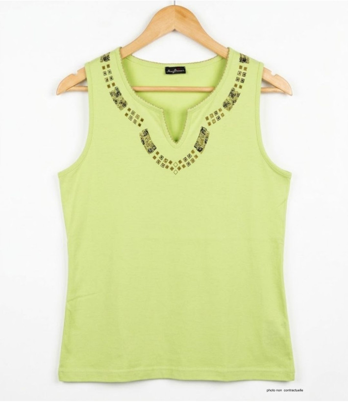MAYFLOWER PF062V - Débardeur Femme Vert 100% Coton Confort
