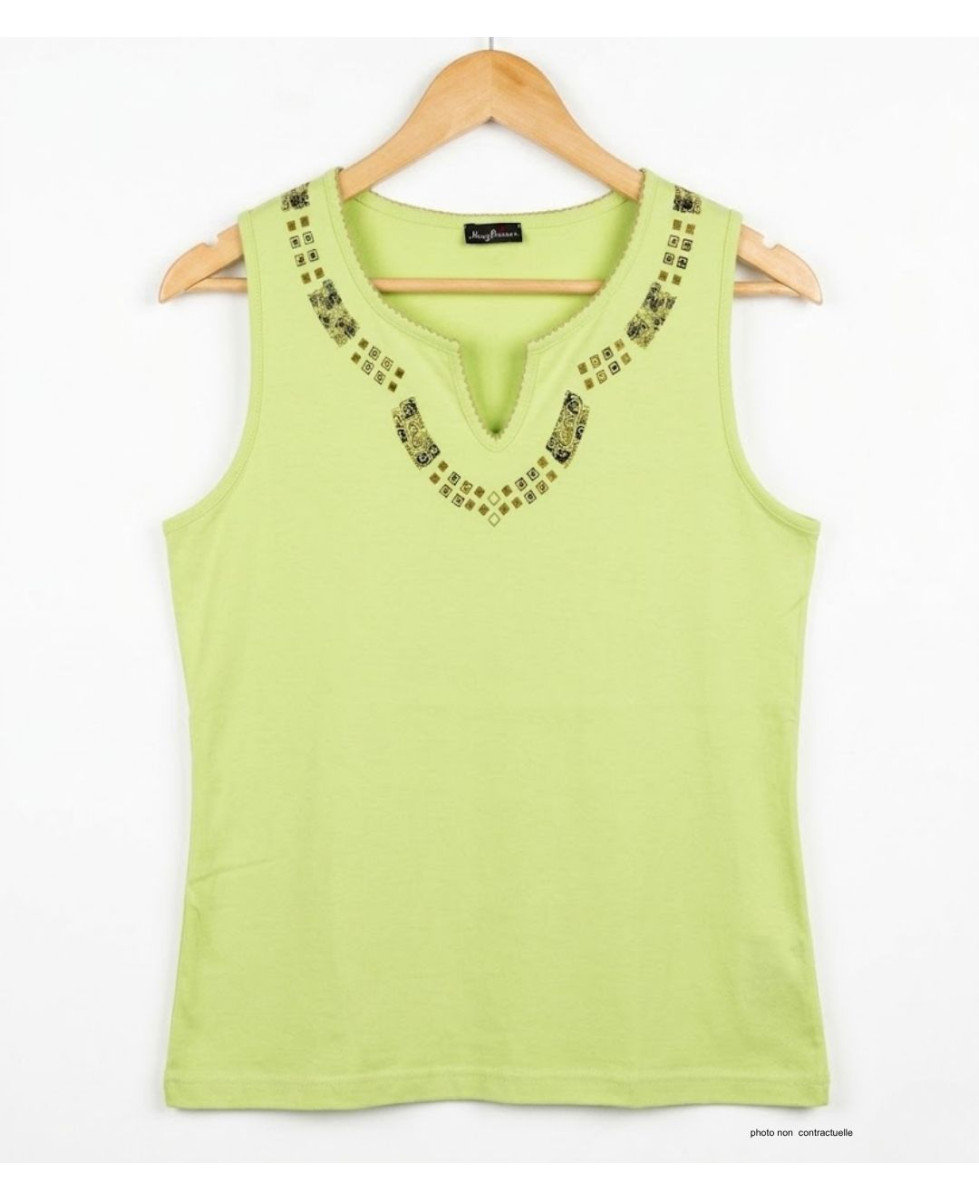 MAYFLOWER PF062V - Débardeur Femme Vert 100% Coton Confort