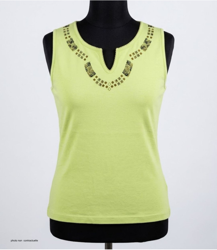 MAYFLOWER PF062V - Débardeur Femme Vert 100% Coton Confort