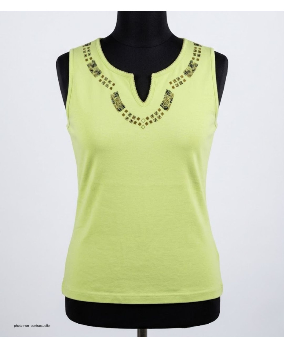 MAYFLOWER PF062V - Débardeur Femme Vert 100% Coton Confort