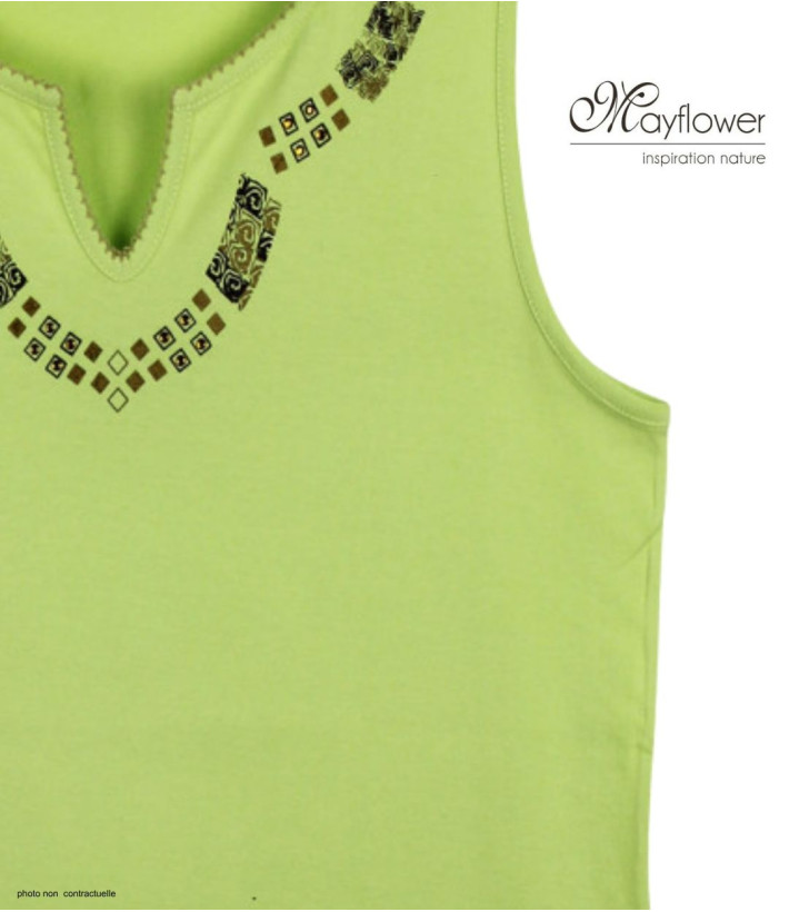MAYFLOWER PF062V - Débardeur Femme Vert 100% Coton Confort