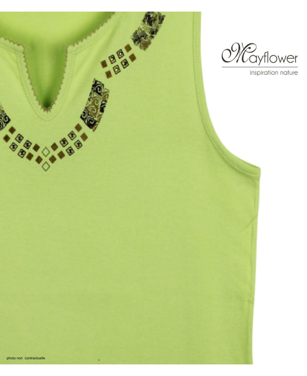MAYFLOWER PF062V - Débardeur Femme Vert 100% Coton Confort