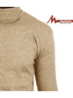 Pull Col Roulé Homme MAYFLOWER RH037S - Beige Sable - Coton Mélangé