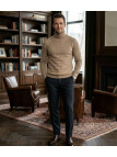 Pull Col Roulé Homme MAYFLOWER RH037S - Beige Sable - Coton Mélangé