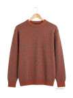MAYFLOWER RH077T - Pull Jacquard 30% Laine Orange Tomette & Acier