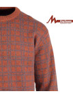 MAYFLOWER RH077T - Pull Jacquard 30% Laine Orange Tomette & Acier