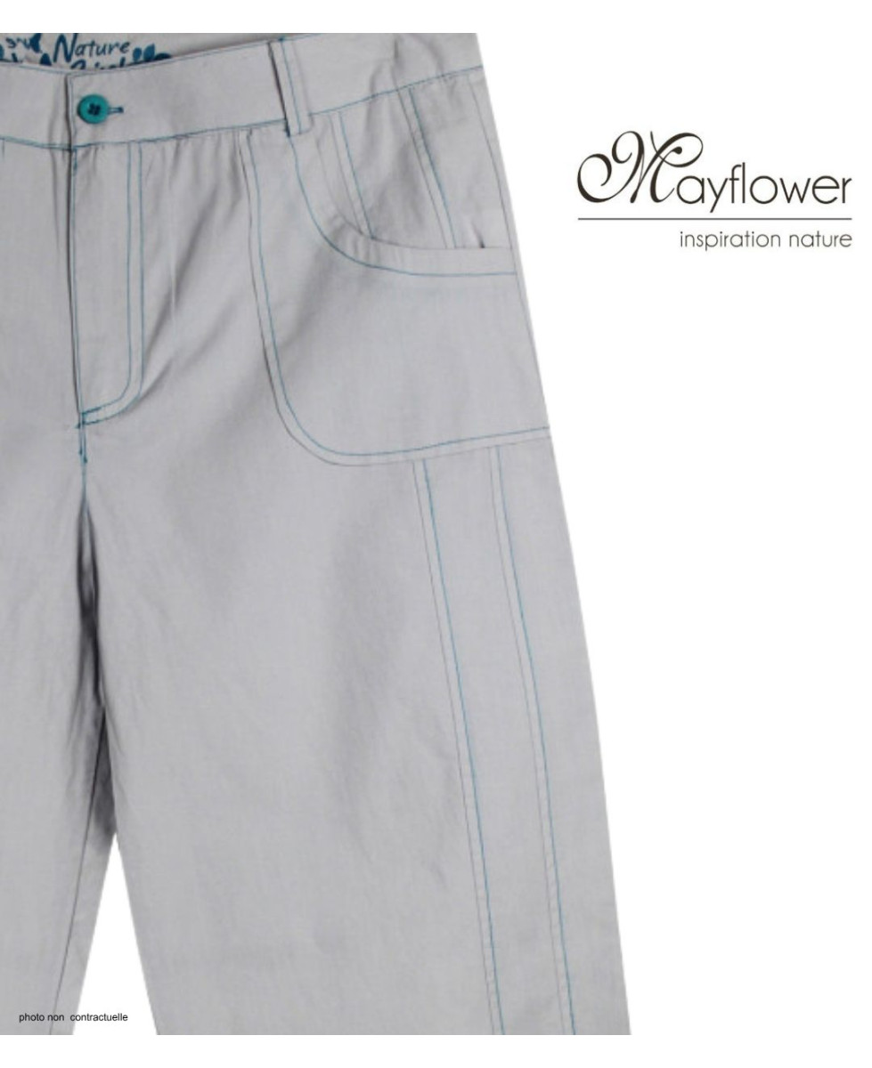 MAYFLOWER SE1094M - Pantacourt Femme 100% Coton Mauve / Violet