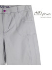 MAYFLOWER SE1094R - Pantacourt Gris Perle & Surpiqûres Rose Vif