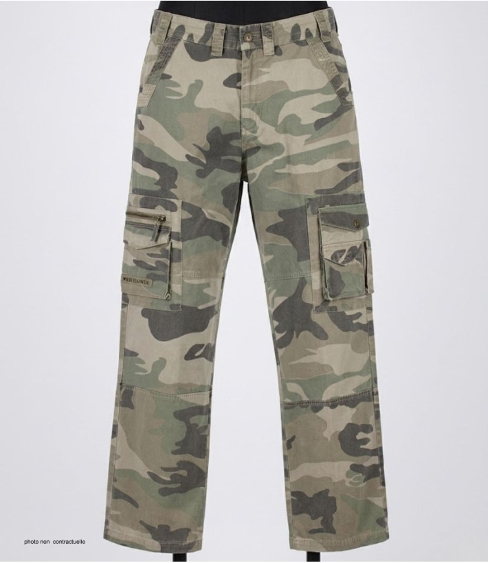 MAYFLOWER SE9020C - Pantalon Cargo Homme Camouflage 100% Coton