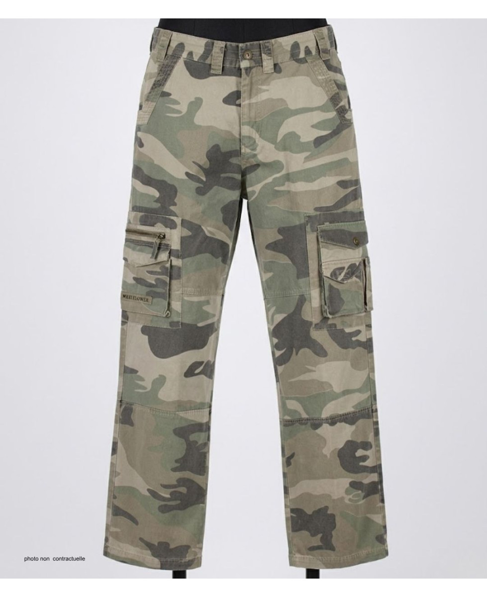 MAYFLOWER SE9020C - Pantalon Cargo Homme Camouflage 100% Coton