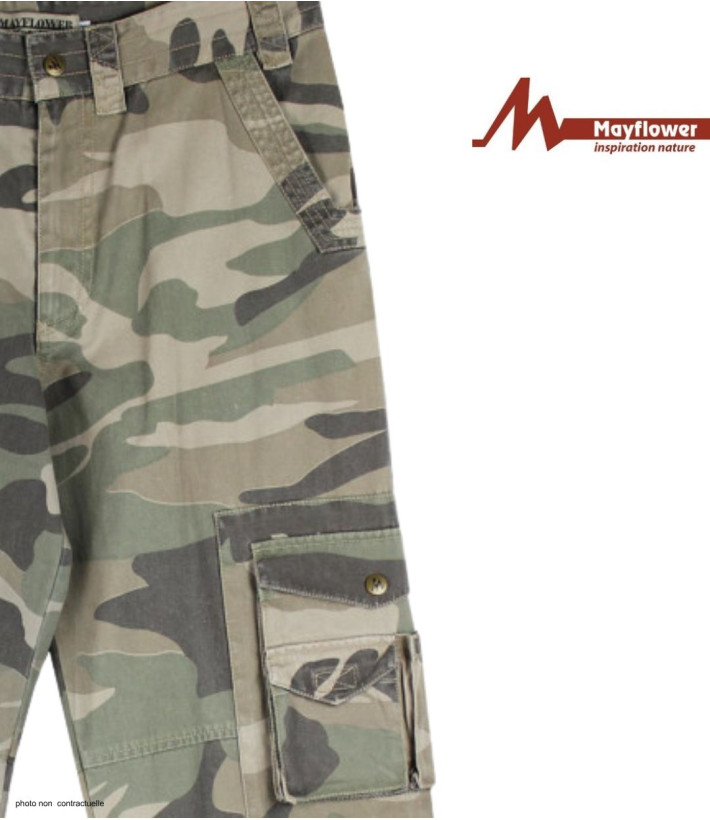 MAYFLOWER SE9020C - Pantalon Cargo Homme Camouflage 100% Coton
