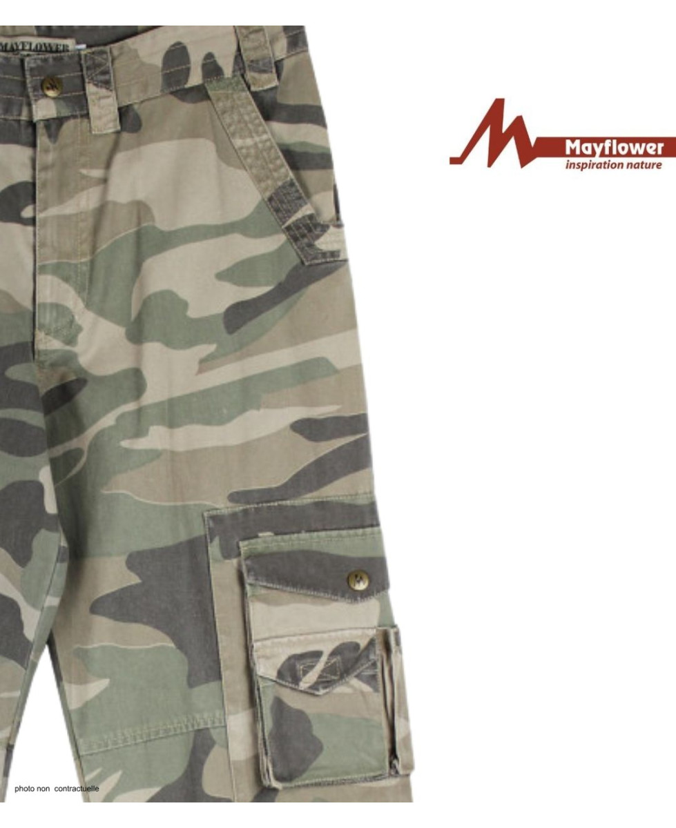 MAYFLOWER SE9020C - Pantalon Cargo Homme Camouflage 100% Coton