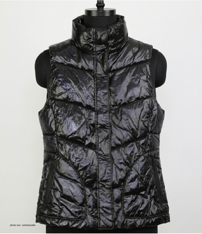 MAYFLOWER SH1096N - Gilet Sans Manches Matelassé Noir Femme