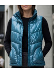 Gilet sans manches matelassé femme bleu turquoise MAYFLOWER modèle SH1096T avec col montant et zip.