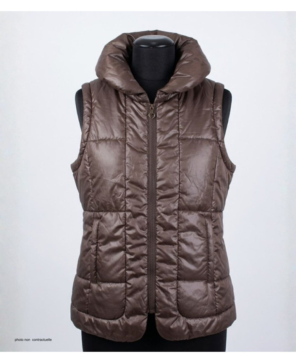 MAYFLOWER STAR1C - Gilet Sans Manches Matelassé Chocolat Femme