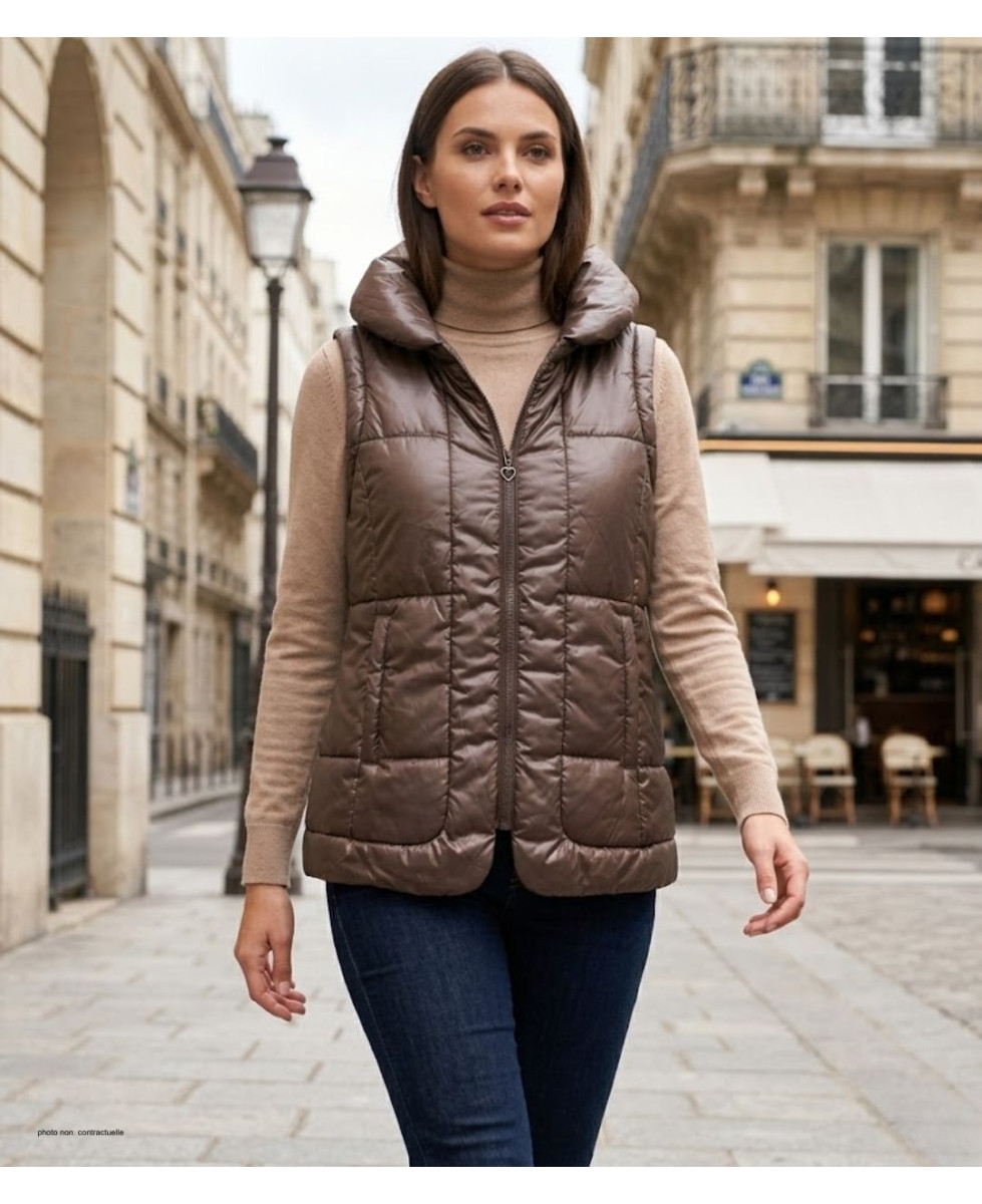MAYFLOWER STAR1C - Gilet Sans Manches Matelassé Chocolat Femme
