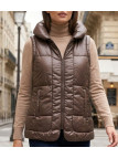 Gilet sans manches matelassé femme marron chocolat MAYFLOWER modèle STAR1C avec zip et col montant.