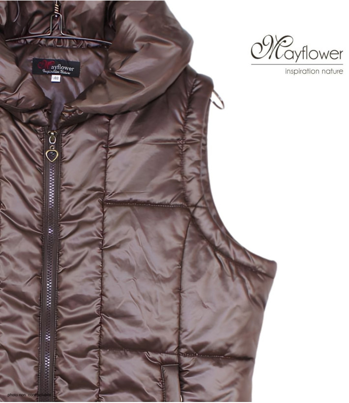 MAYFLOWER STAR1C - Gilet Sans Manches Matelassé Chocolat Femme