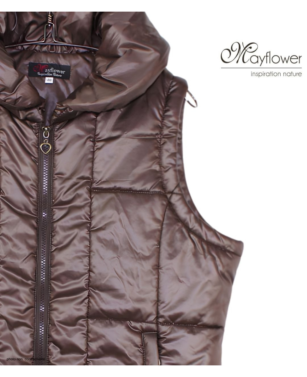 MAYFLOWER STAR1C - Gilet Sans Manches Matelassé Chocolat Femme