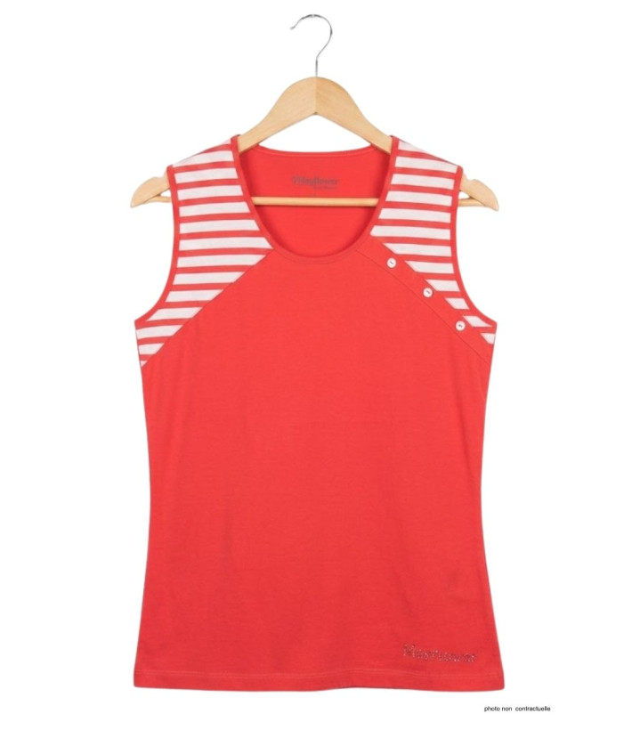 Tee-shirt sans manches Luxury Sport TF192C - 100% Coton Corail