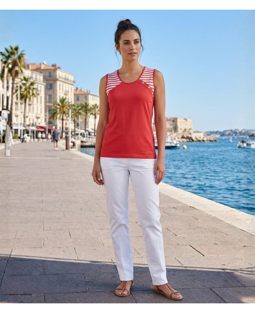 Tee-shirt sans manches Luxury Sport TF192C - 100% Coton Corail