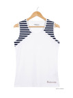 Tee-shirt sans manches TF192E Mode Directe - Coton Beige & Marine