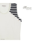 Tee-shirt sans manches TF192E Mode Directe - Coton Beige & Marine