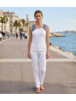 Tee-shirt sans manches TF192E Mode Directe - Coton Beige & Marine