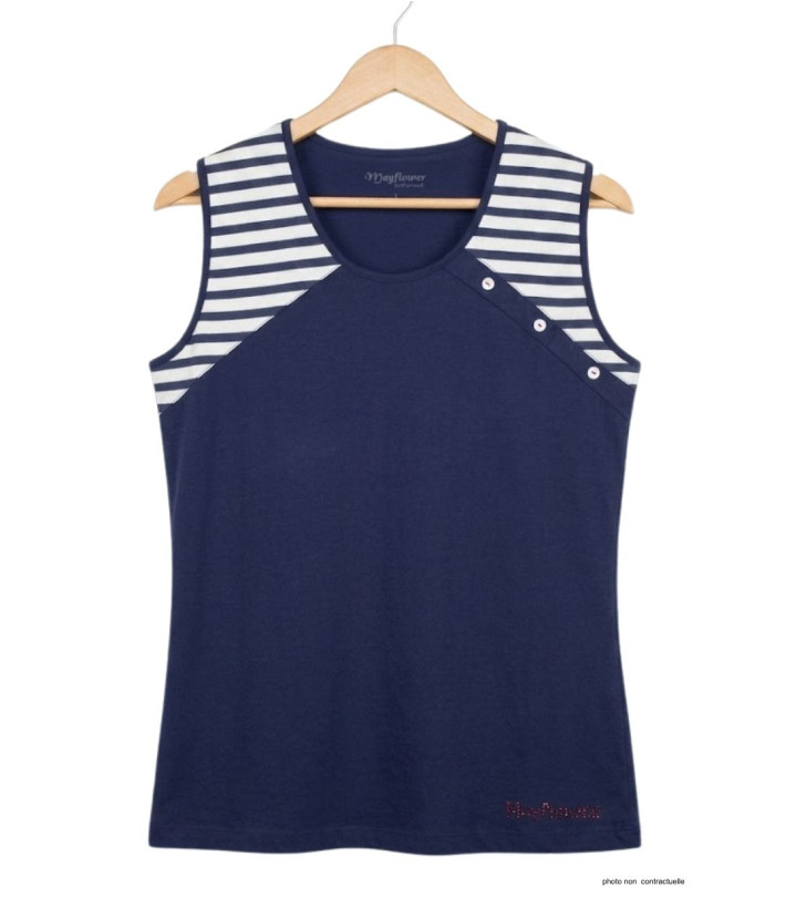 Tee-shirt sans manches TF192M Mode Directe - 100% Coton Rayé