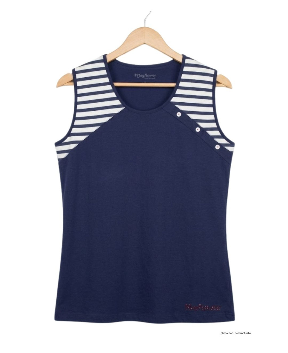Tee-shirt sans manches TF192M Mode Directe - 100% Coton Rayé