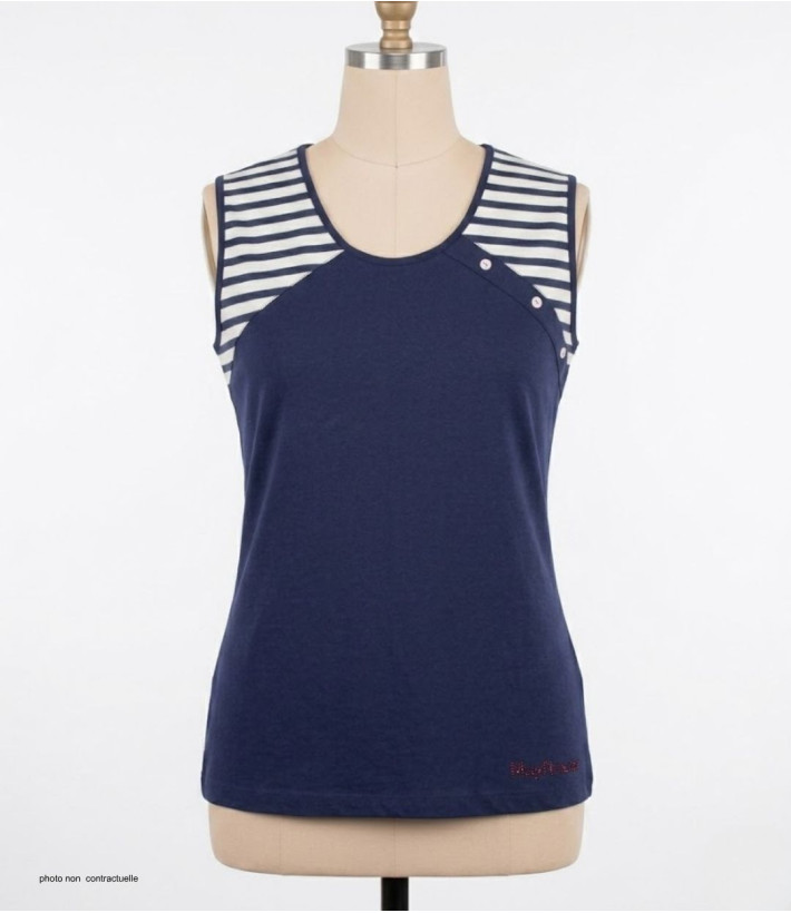 Tee-shirt sans manches TF192M Mode Directe - 100% Coton Rayé