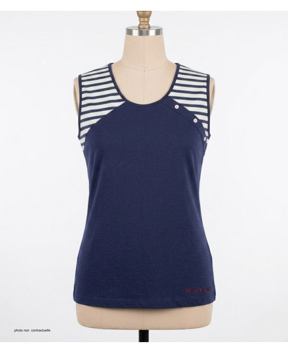Tee-shirt sans manches TF192M Mode Directe - 100% Coton Rayé