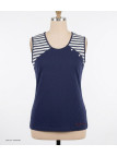 Tee-shirt sans manches TF192M Mode Directe - 100% Coton Rayé