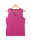 Débardeur femme MAYFLOWER REFAT - Coton Fushia & Strass