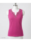 Débardeur femme MAYFLOWER REFAT - Coton Fushia & Strass
