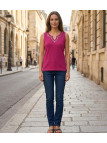 Débardeur femme MAYFLOWER REFAT - Coton Fushia & Strass