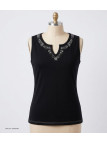 Débardeur femme MAYFLOWER REFAT - Coton Noir & Strass